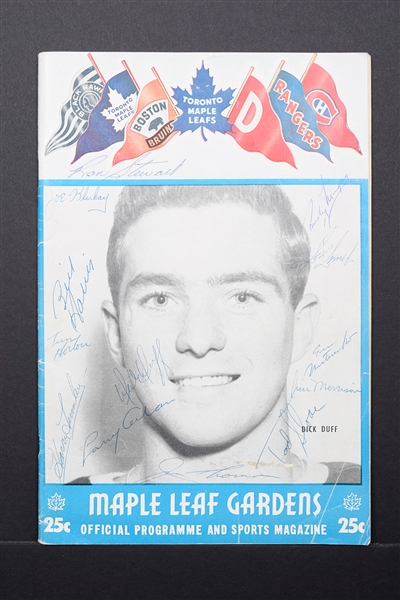 Toronto Maple Leafs 1955-56 Team-Signed Program by 13 with Tim Horton