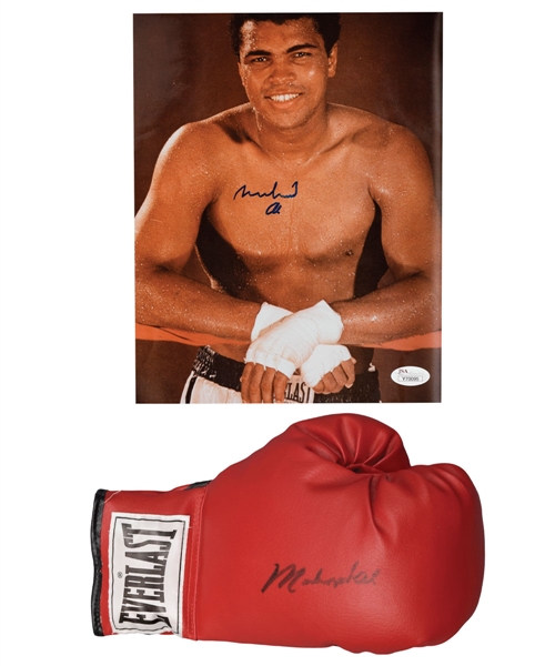 Muhammad Ali Signed Everlast Boxing Glove and Photo with JSA LOAs