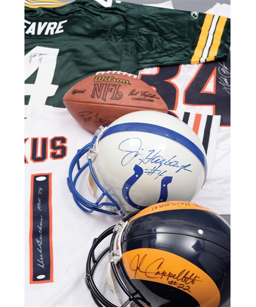 NFL Stars Autograph Collection with Payton, Butkus, Favre, Harbaugh and Cappelletti - All JSA Authenticated