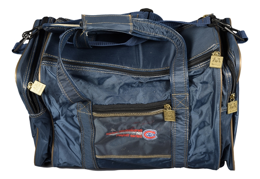 Montreal Canadiens 1970s Team Travel Suit Bag and 1989 Stanley Cup Playoffs Travel Bag Plus Eric Desjardins Flyers Game-Worn Socks Pairs (2)