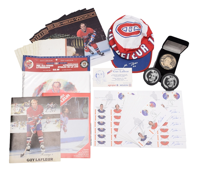 Guy Lafleur Montreal Canadiens Vintage Memorabilia and Autograph Collection of 57