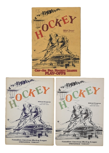 Springfield Indians Canadian-American Hockey League 1927-28 Finals and 1929-30 (2) Hockey Programs 