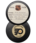 Rick MacLeishs Philadelphia Flyers May 19th 1974 Goal Puck from the NHL Goal Puck Program - Stanley Cup Finals Cup-Winning Goal!