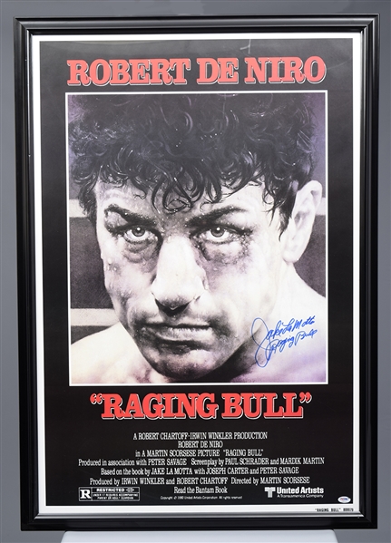Jake LaMotta Signed "Raging Bull" Framed Poster with PSA/DNA COA (29" x 42") 