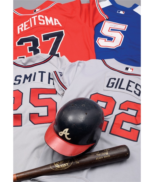 Atlanta Braves Game-Worn Collection of 11 with Mid-2000s Game-Worn Jerseys (4), McGriffs Game-Used Bat and More!