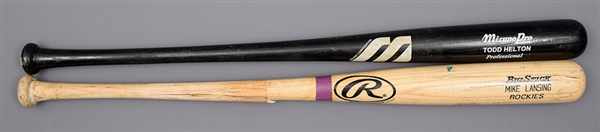 Colorado Rockies Game-Worn Collection of 7 with Todd Heltons Game-Used Bat and Mike Lansings Game-Used Helmet and Bat
