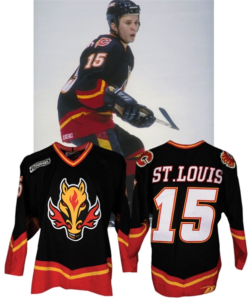 Martin St. Louis 1999-2000 Calgary Flames Game-Worn Alternate Rookie Season Jersey with Team LOA