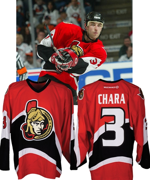 Zdeno Charas 2002-03 Ottawa Senators Game-Worn Jersey with LOA - Team Repairs!
