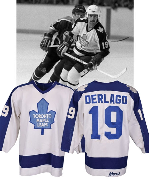 Bill Derlagos 1981-82 Toronto Maple Leafs Game-Worn Jersey with LOA - 25+ Team Repairs!