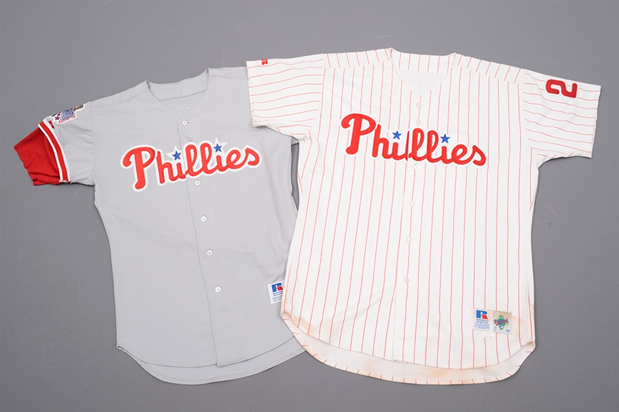 Philadelphia Phillies Game-Worn Collection of 13 with Greg Jefferies and Ron Blaziers Mid-1990s Game-Worn Jerseys