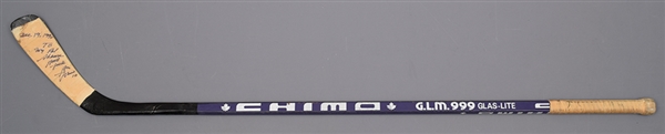 Guy Lafleurs 1990-91 Quebec Nordiques Signed Chimo Game-Used Stick