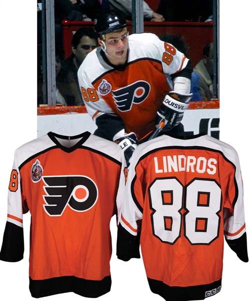Eric Lindros 1992-93 Philadelphia Flyers Game-Worn Rookie Season Road Jersey