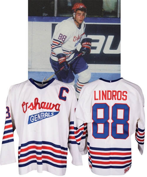 Eric Lindros 1991-92 Oshawa Generals Game-Worn Captains Jersey