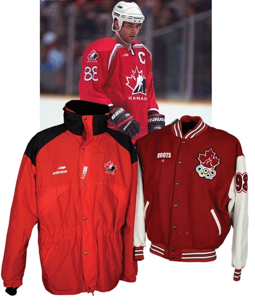 Eric Lindros 1998 Winter Olympics Collection of 5 with Roots Team Canada Jacket and Team Canada Coat
