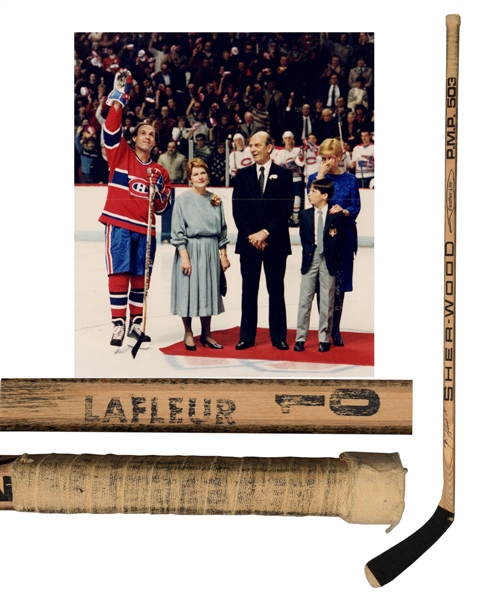 Guy Lafleurs 1984-85 Montreal Canadiens Signed Sher-Wood Game-Used Stick - From Guy Lafleur Jersey Retirement Night!