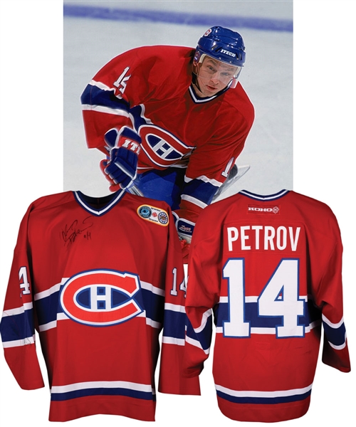 Oleg Petrovs 2001-02 Montreal Canadiens "Hockey Night in Canada 50th" Signed Game-Worn Jersey