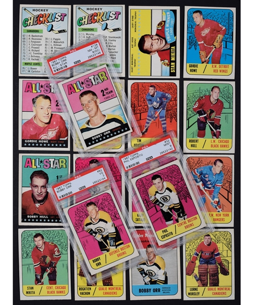 1967-68 Topps Hockey Complete 132-Card Set with Some PSA-Graded Cards