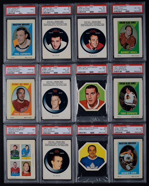 1960s and 1970s O-Pee-Chee, Topps and Other Inserts Collection with Puck Stickers, 4 in 1, Sticker Stamps and More