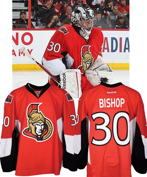 Ben Bishops 2012-13 Ottawa Senators Game-Worn Jersey with Team LOA - Photo-Matched!