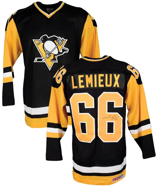 Mario Lemieux Signed Pittsburgh Penguins Vintage Sandow / CCM Jersey