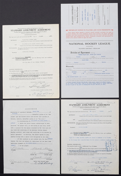 Toronto Maple Leafs 1940s / 1950s NHL Contract and Document Collection of 4 with Signatures of Deceased HOFers Day, Ivan and Selke