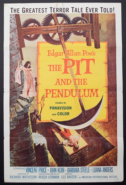 1961 The Pit and the Pendulum (American International) Horror One Sheet Movie Poster (27" x 41") 