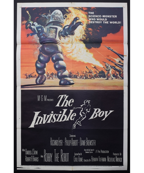1957 The Invisible Boy (MGM) Science Fiction One Sheet Movie Poster (27" x 41") – Robby the Robot 