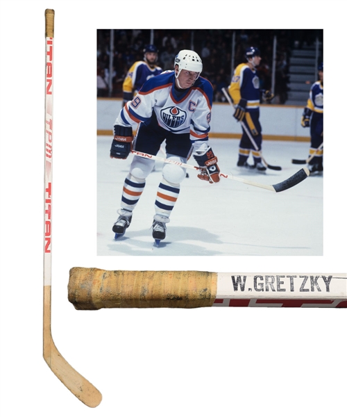 Wayne Gretzkys 1983-84 Edmonton Oilers Titan TPM Game-Used Stick with LOA - From Shawn Chaulk Collection