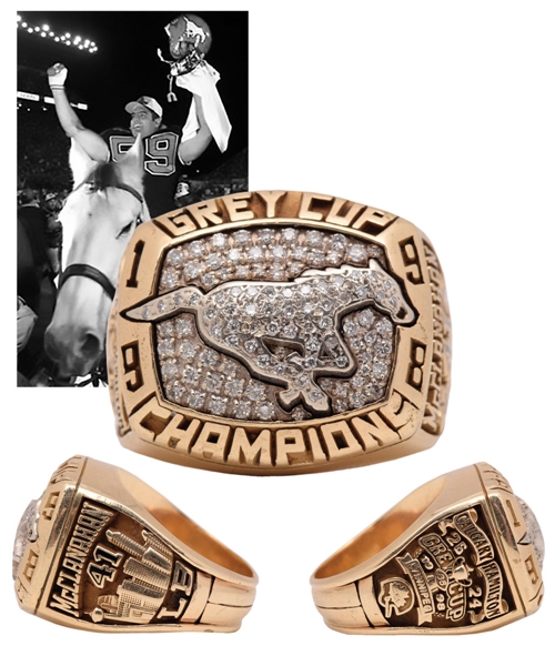 Anthony McClanahans 1998 Calgary Stampeders Grey Cup Championship 10K Gold and Diamond Ring in Presentation Box