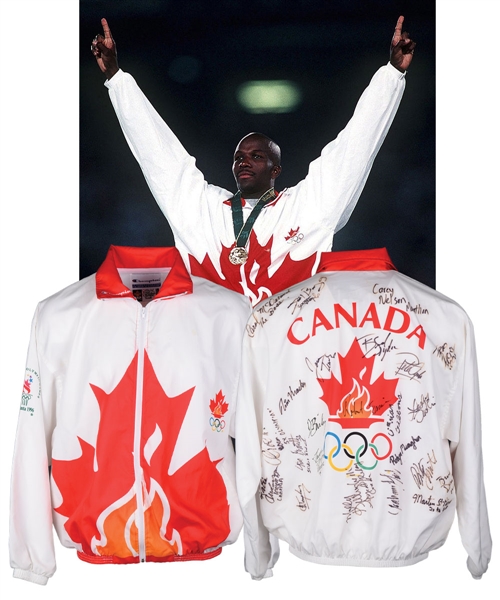 Donovan Baileys 1996 Summer Olympics Canadian Olympic Team Podium Suit with His Signed LOA - Worn When He Received His Gold Medal!