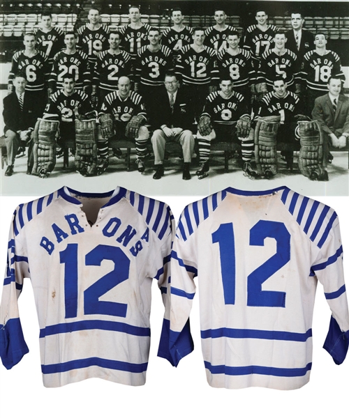 Eddie Mazurs 1958-62 AHL Cleveland Barons Game-Worn Alternate Captains Jersey