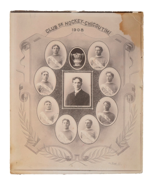 Chicoutimi Hockey Club 1908 Cabinet Photo Featuring HOFer Georges Vezina (7 ½” x 9 ½”) 