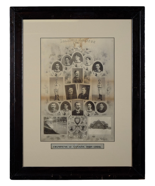 Montreal Shamrocks 1899-1900 Stanley Cup Champions Framed Team Photo Montage by Rice Studios (21 ½” x 27 ½”) 