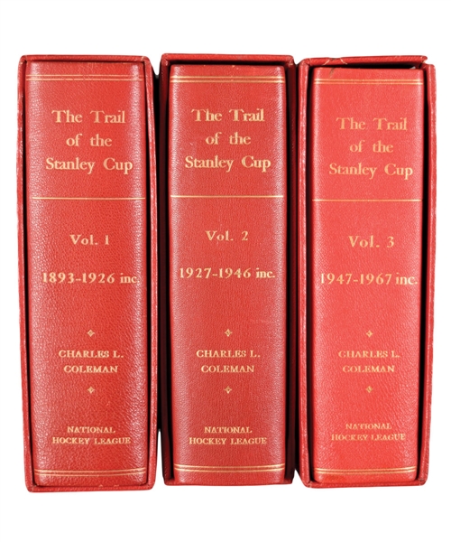 "The Trail to the Stanley Cup" Red Leather-Bound Three-Volume Book Set