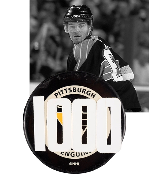 Jaromir Jagrs "1000th NHL Point" Milestone Puck - 12/30/2000 Ottawa Senators at Pittsburgh Penguins