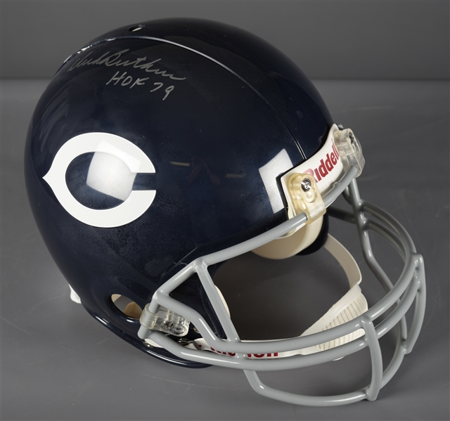 Dick Butkus Signed Chicago Bears Full-Size Riddell Throwback Helmet with Steiner COA - "HOF 79" Annotation