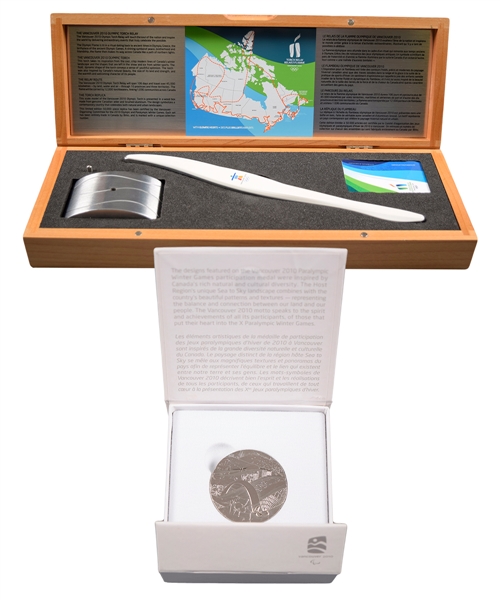 Vancouver 2010 Winter Olympics Limited-Edition Replica Relay Torch by Birks Plus Official Participation Medal in Original Box