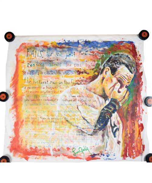 Lou Gehrig "The Speech" Original Painting on Canvas by Renowned Artist Murray Henderson