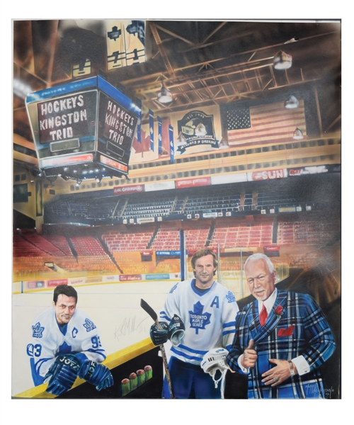 Gilmour, Muller and Cherry "Hockeys Kingston Trio" Original Painting by Renowned Artist Murray Henderson (32” x 36 ½”)