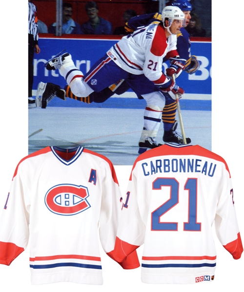 Guy Carbonneaus 1989-90 Montreal Canadiens Game-Issued Alternate Captains Jersey