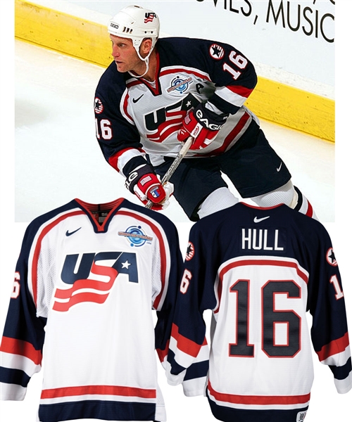 Brett Hulls 2004 World Cup of Hockey Team USA Game-Issued Jersey