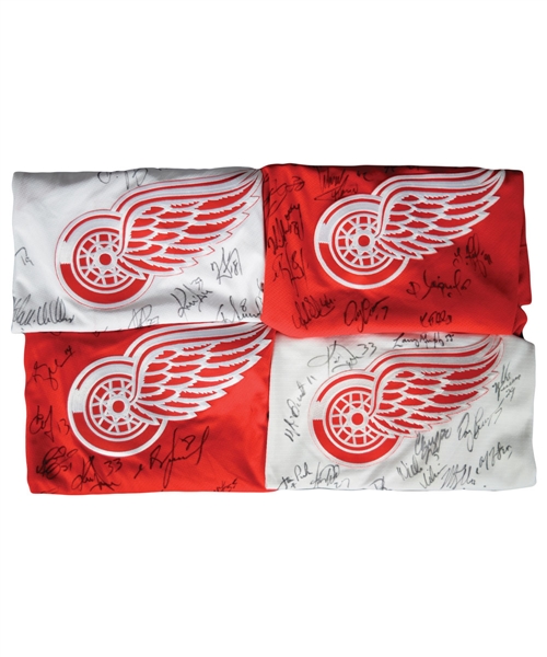 Mathieu Dandenaults Detroit Red Wings Team-Signed Jersey Collection of 4 with 1996-97 Stanley Cup Champions Team-Signed Jersey by 25+