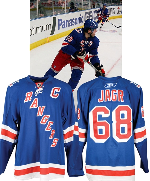 Jaromir Jagrs 2007-08 New York Rangers "Brian Leetch Night" Game-Worn Captains Jersey with LOA