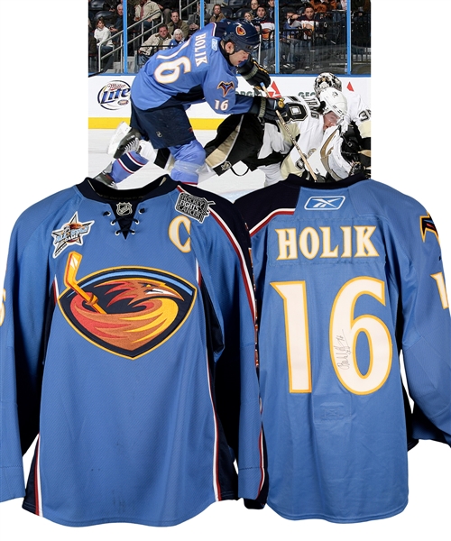Bobby Holiks 2007-08 Atlanta Trashers "Hockey Fights Cancer" Signed Game-Worn Captains Jersey with LOA 