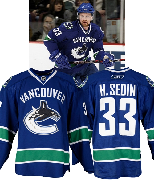 Henrik Sedins 2007-08 Vancouver Canucks Game-Worn Jersey with Team LOA - Photo-Matched!