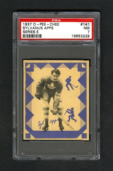 1937-38 O-Pee-Chee Series "E" (V304E) Hockey Card #141 HOFer Syl Apps - Graded PSA 7 - Highest Graded!