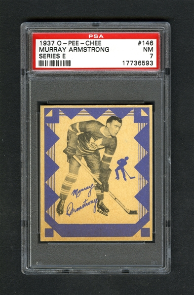 1937-38 O-Pee-Chee Series "E" (V304E) Hockey Card #146 Murray Armstrong RC - Graded PSA 7 - Highest Graded!