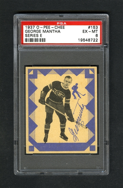 1937-38 O-Pee-Chee Series "E" (V304E) Hockey Card #153 George Mantha - Graded PSA 6