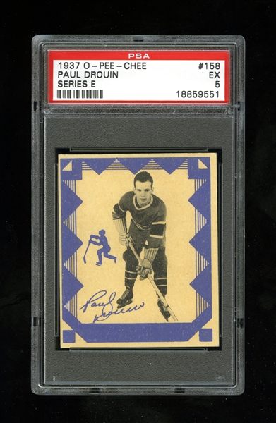 1937-38 O-Pee-Chee Series "E" (V304E) Hockey Card #158 Paul Drouin - Graded PSA 5