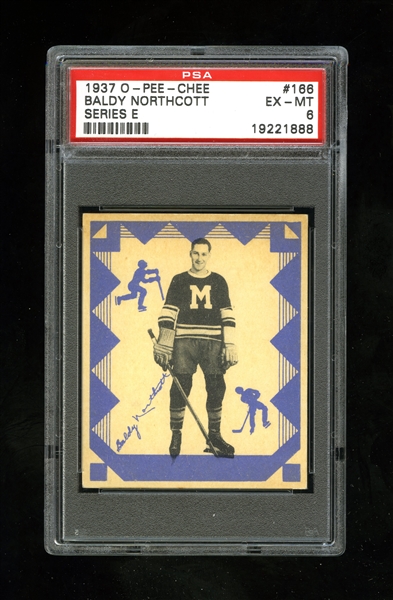 1937-38 O-Pee-Chee Series "E" (V304E) Hockey Card #166 Baldy Northcott - Graded PSA 6